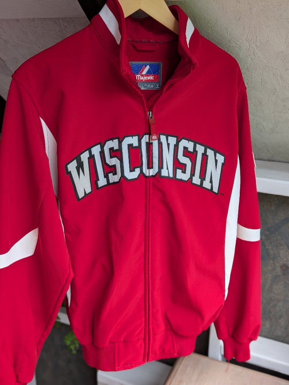 Majestic Wisconsin Badgers Full Zip Varsity Track Jacket Fleece Medium